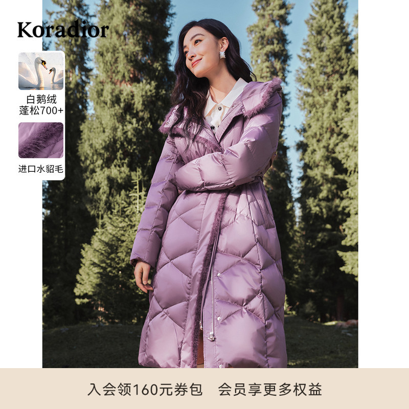 珂莱蒂尔水貂毛领修身风御寒服