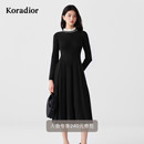 羊毛法式 珂莱蒂尔2025冬新款 木耳边收腰连衣裙可内搭 星光针织