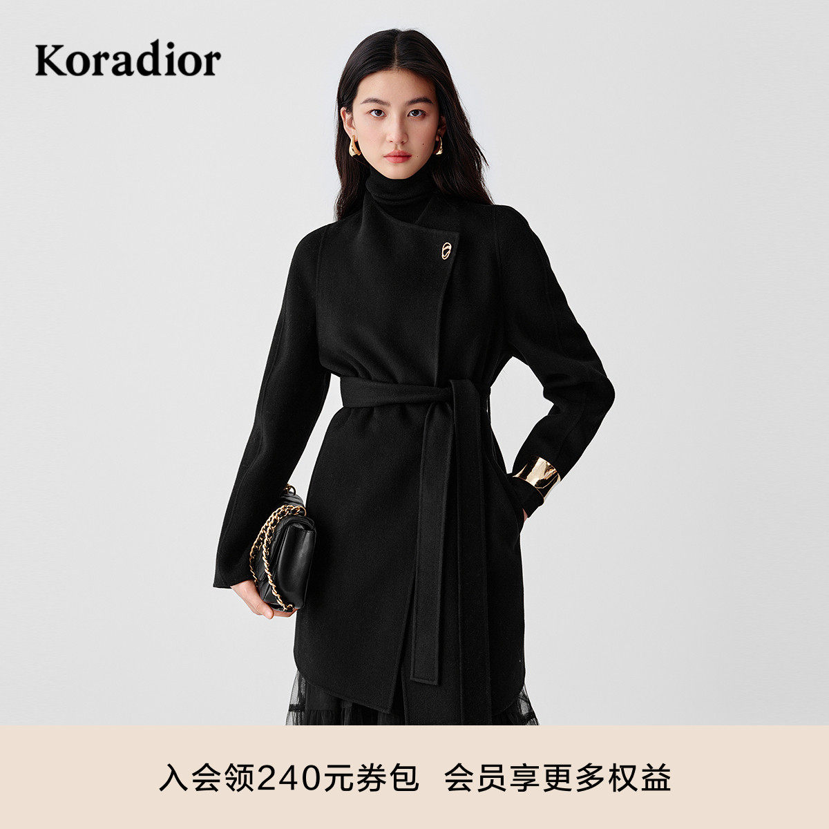 【瑰丽大衣】珂莱蒂尔25冬新款100绵羊毛双面呢大衣女中长款外套