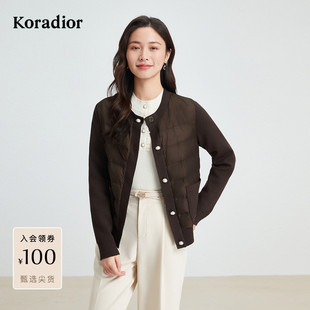 珂莱蒂尔秋季时尚90白鹅绒香风羽绒服女气质圆领短款轻薄外套