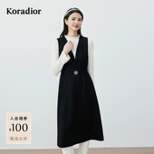 Koradior珂莱蒂尔商场同款 冬气质精致复古羊毛背心连衣裙女
