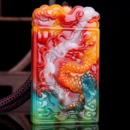 Синьцзян Хетиан Юлонг Брэнд Хранг куриная кровь нефритовая подвеска Zodiac Dragon Brand Color Jade Card Card