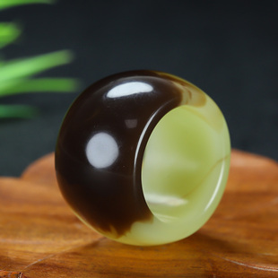 真玉新疆和田玉黄玉扳指新疆黄口料老黄玉若羌鸡油黄扳指男女通用