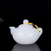 Натуральный заварочный чайник из белого нефрита, ручка