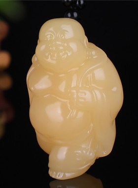 弥勒佛天然玉石吊坠手把件