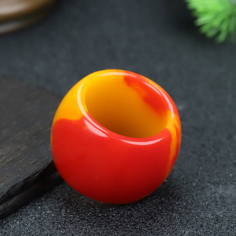 玉扳指新疆和田玉鸡血玉扳指男款玉戒指大拇指指环天然玉石戒指