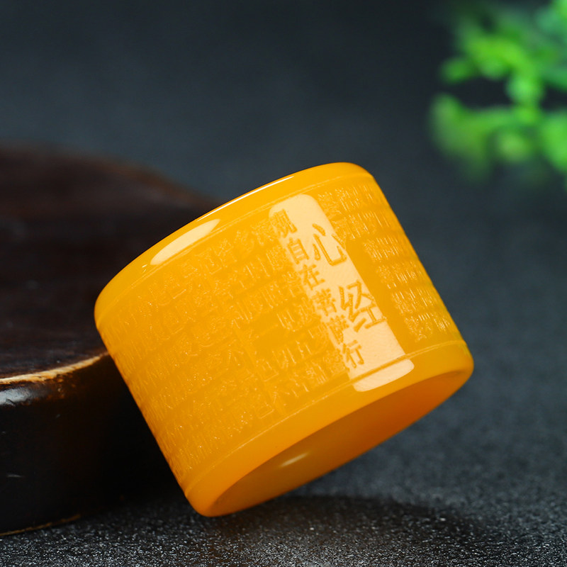 新疆和田玉黄玉扳指黄龙玉指环天然玉石心经扳指戒指男款女款包邮