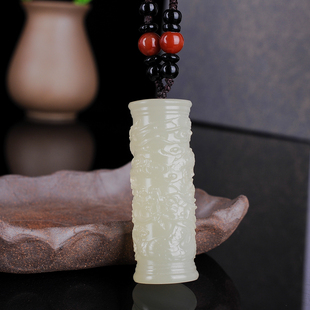 天然和田玉生肖龙挂件青白玉盘龙柱吊坠玉项链玉佩男士女款手把件