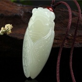 毛衣链玉坠 白玉知了挂件蝉吊坠男女款 和田玉蝉吊坠 一鸣惊人玉坠