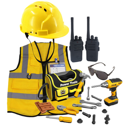 儿童角色扮演服小工程师制服马甲维修工建筑工木工电工矿工帽套装