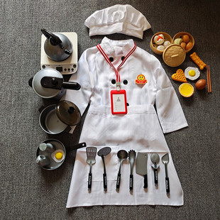 儿童厨师服围裙烘焙做饭厨房玩具中餐套装 烘焙水果切角色扮演出服
