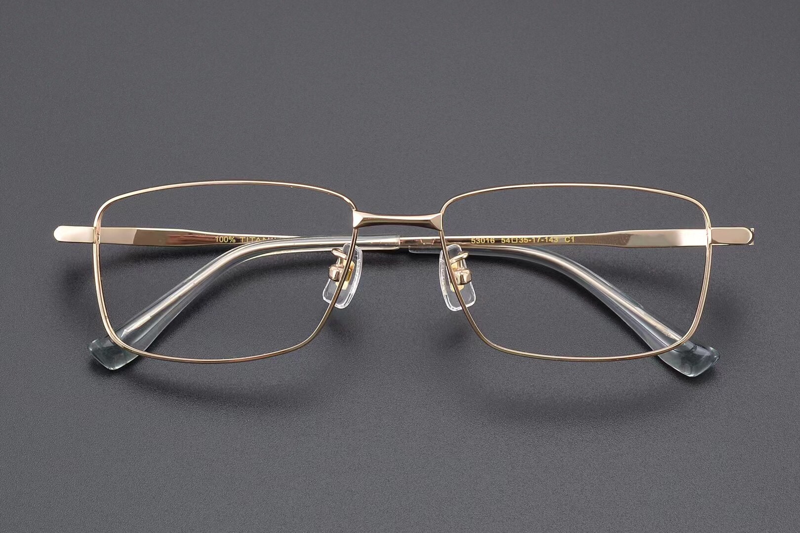 深圳制造厂家直销质量超好金色全框纯钛男女近视眼镜框架35MM高