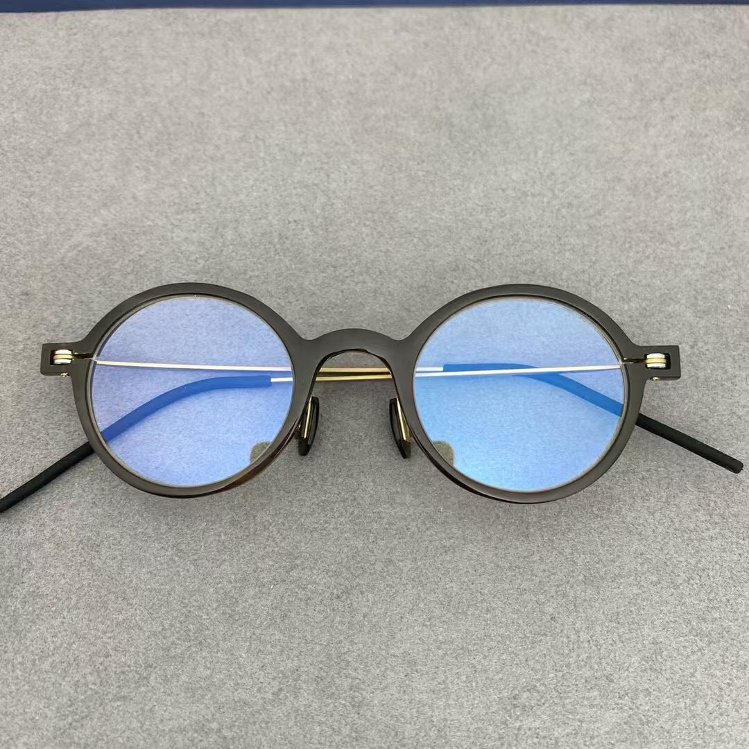 牛角圆形男女近视眼镜框架超轻质量超好手工制作细腿德国大牌同款