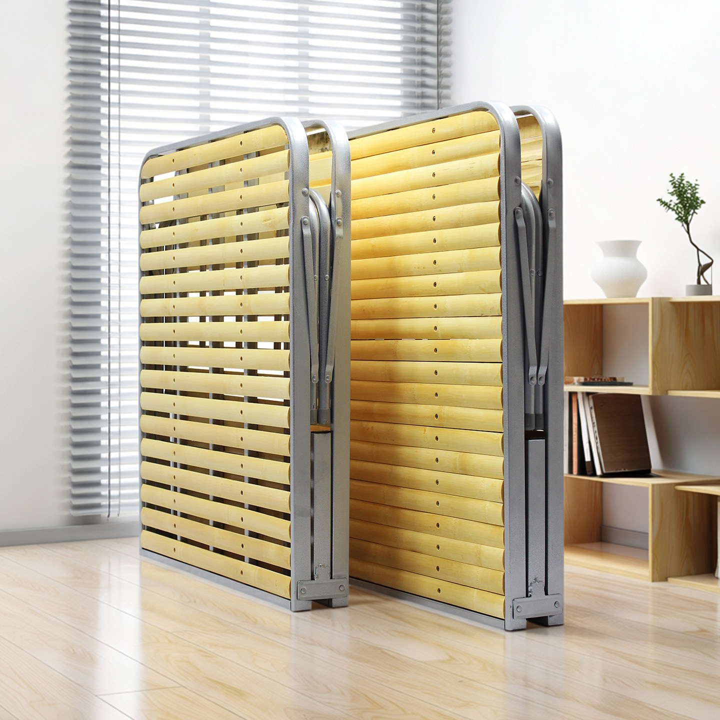 广东省包邮特价单人午睡办公夏季竹片折叠床午休床80CM宽加固强版