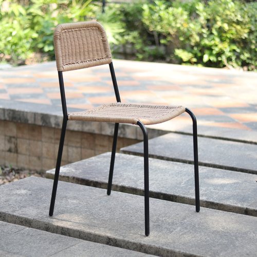 YIWEILUO藤编餐椅可堆叠单人座椅