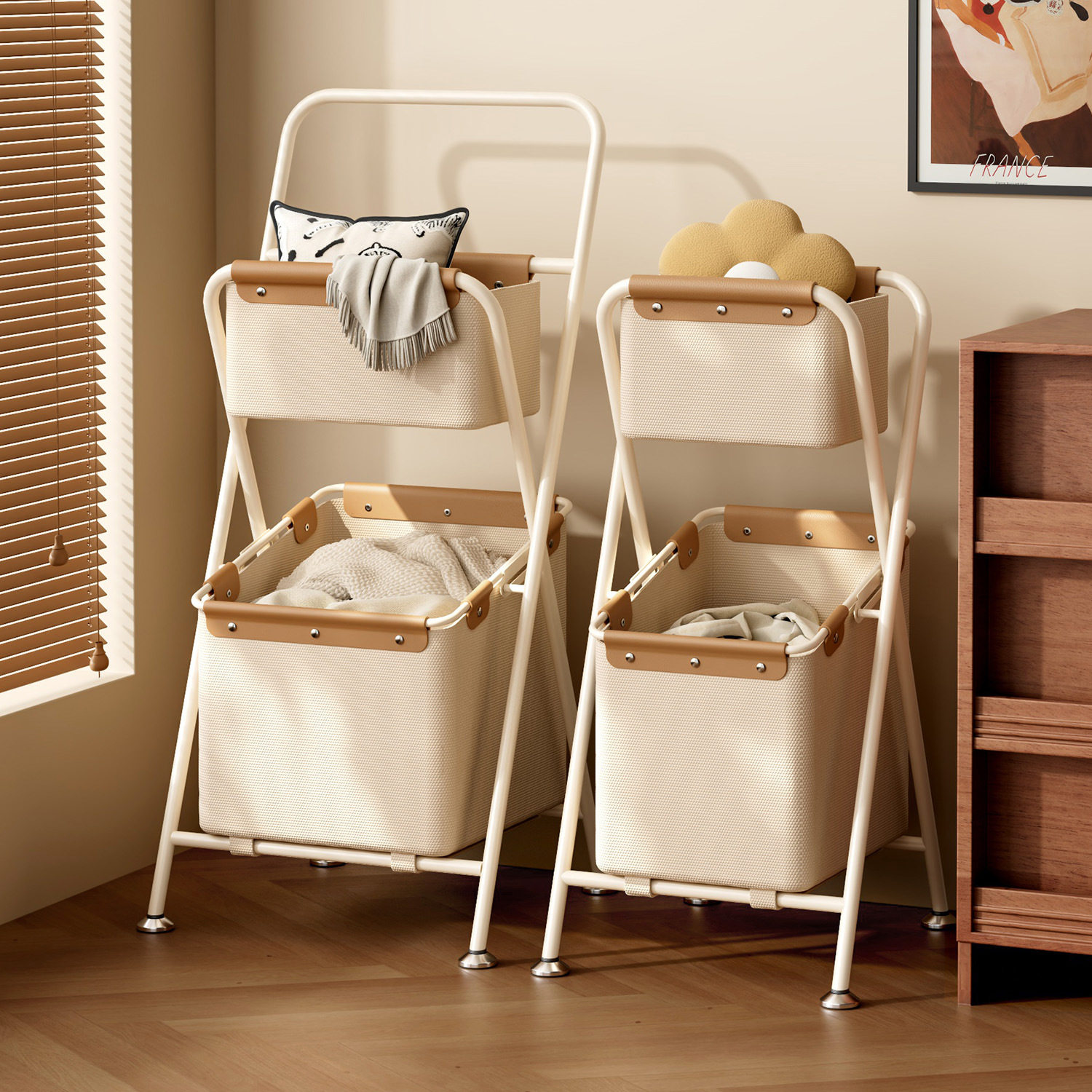 布艺脏衣篓脏衣服收纳筐大容量双层分类可折叠脏衣篮卫生间置物架
