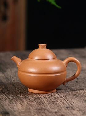 稀有本山泥料芒果泥260CC巨轮壶宜兴紫砂名家陈燕萍全手工仅一件