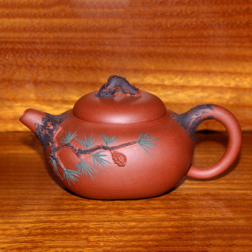 工艺师李碧芳全手工松针壶扁壶四方壶宜兴紫砂壶茶壶老泥底槽清