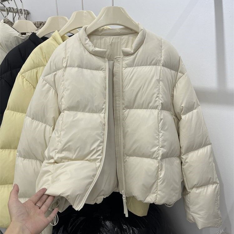 韩版高端圆领小个子短款棉服女装2026年冬季新款保暖加厚通勤外套