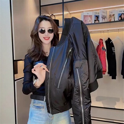 夹棉棒球服外套女短款2025春秋新款爆款小个子二棉女装飞行员夹克