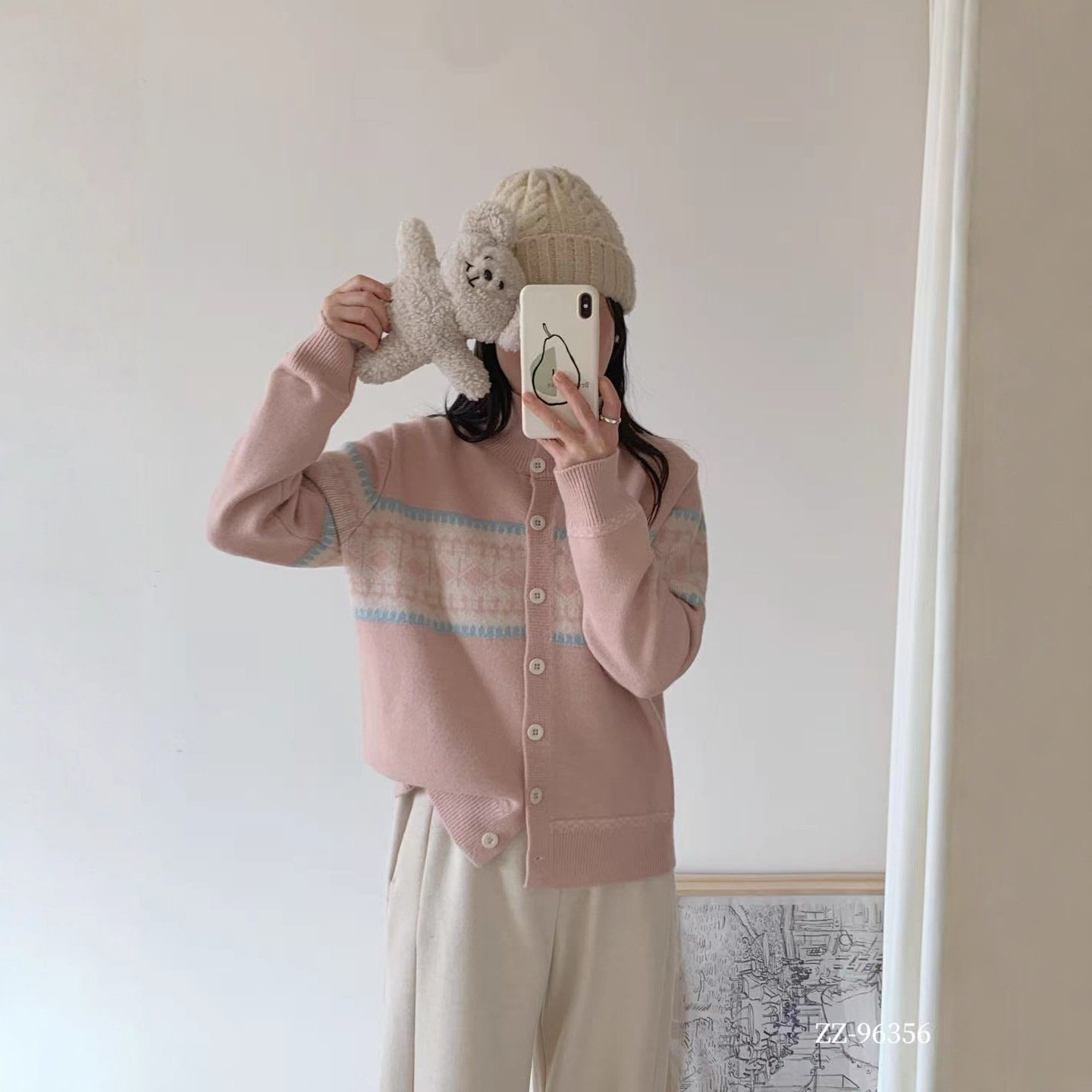 25秋冬毛衣新款慵懒风软糯宽松针织衫女圆领外套韩版宽松提花毛衣