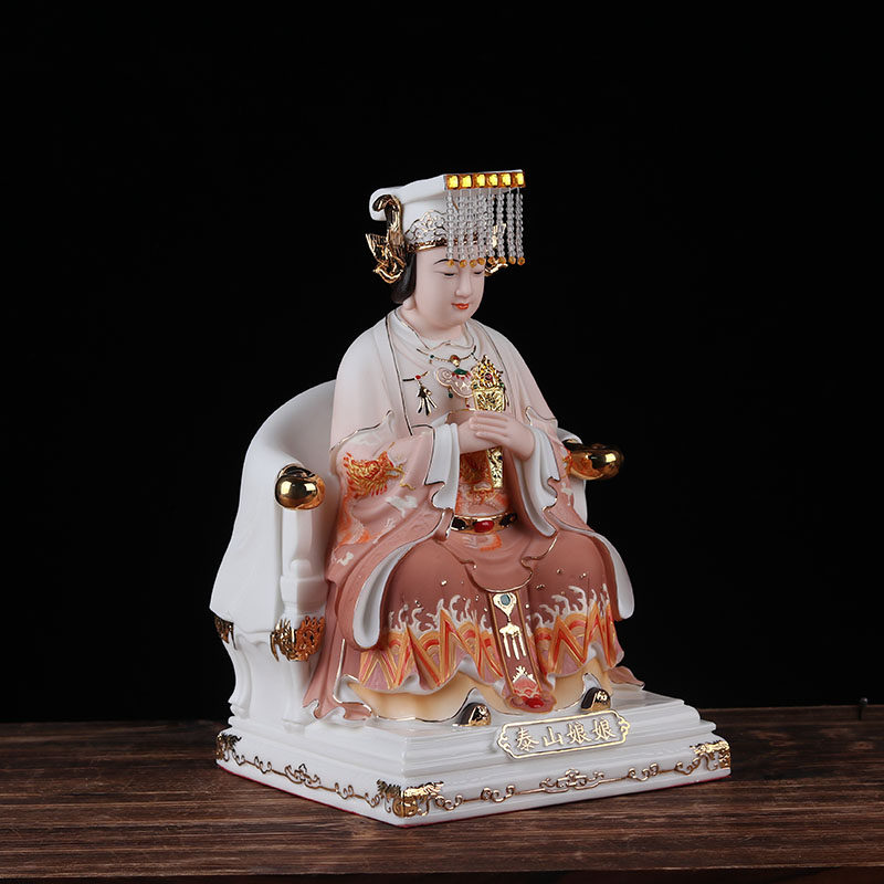 陶瓷泰山奶奶神像碧霞元君 蚂蚁陶瓷泰山娘娘泰山老母像装饰摆件
