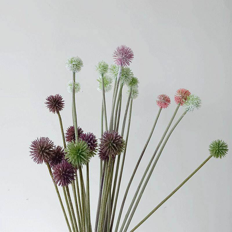 高质毛球精致黄金球 软胶果绿色粉色婚庆家居假花仿真花蒲公英果