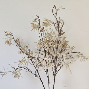 高档新中式仿真花秋白色枫叶果合欢豆家居客厅样板房装饰浆果假花