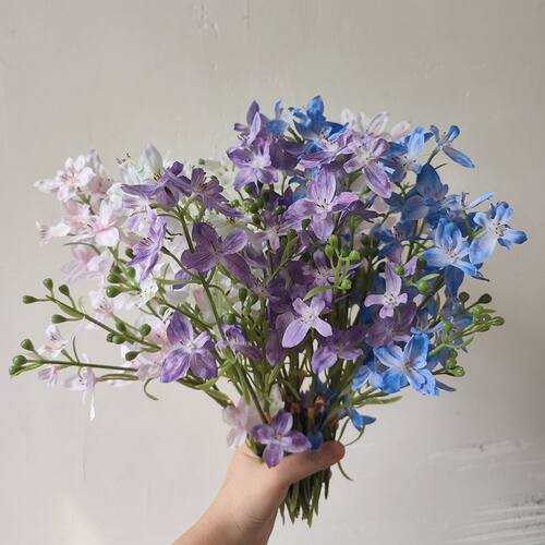 仿真洋甘菊小雏菊假花扎束3叉翠雀家居婚庆装饰摆件高级感仿真花