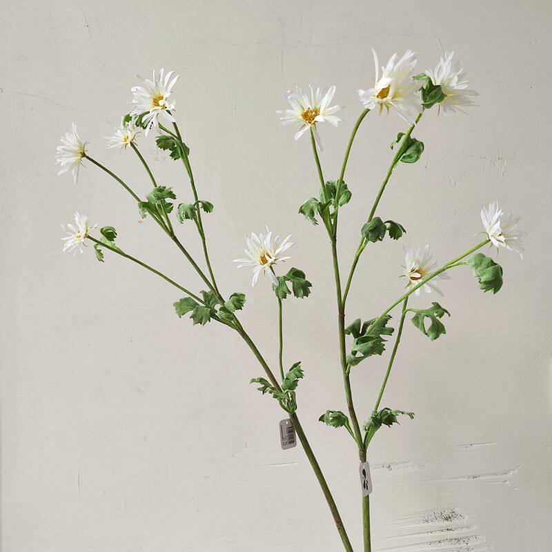 仿真花白色金鸡菊高绢花家居装饰假花小雏菊自然系花艺插花长枝