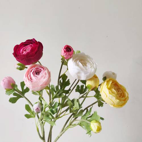 仿真花植绒手感保湿3头洋牡丹 摄影道具摆件家居客厅装饰假花露莲
