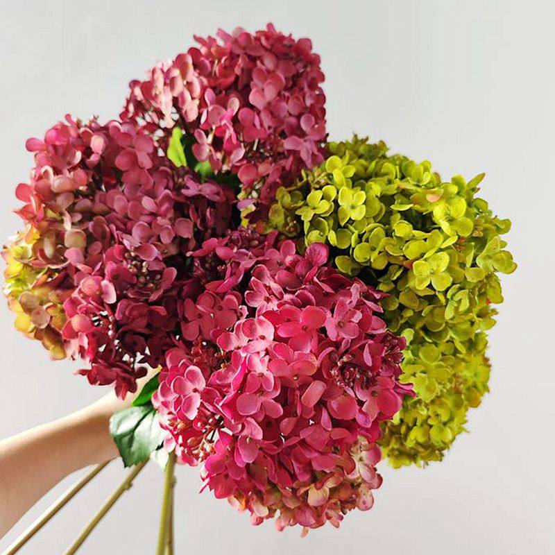 法式油画绣球花仿真花 自然风红色绣球花 客厅桌面摆放花民宿装饰