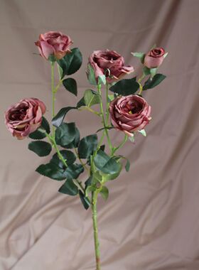 仿真花 多头复古玫瑰 多伦多玫瑰 紫灰色 花艺造景 婚礼装饰花