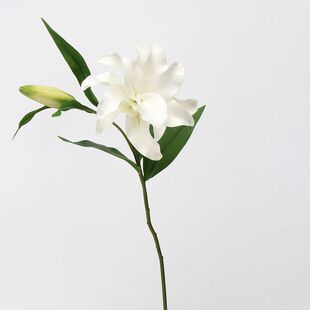 白色手感保湿法式重瓣百合仿真花轻奢高档花艺花束客厅装饰摆件