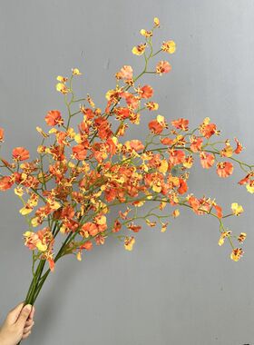 仿真花黄色公主跳舞兰家居装饰假花高品质手感保湿跳舞兰家居软装