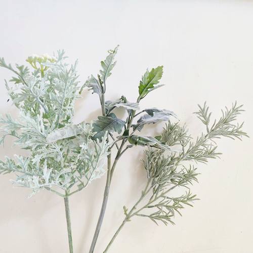仿真银叶菊 植绒高档叶材 仿真迷迭香 diy仿真花束装饰拍摄道具