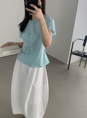 about moon2025夏季韩代木耳领边后背小心机天丝亚麻衬衫51615