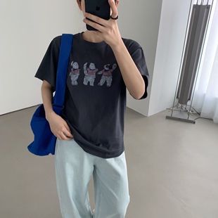 可爱卡通T恤女上衣51630 100%棉趣味圆领短袖 about moon2026夏季