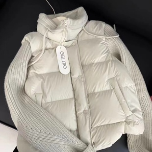 erume2025冬季 羽绒服韩系休闲简约百搭保暖90%白鸭绒4776 拼接袖