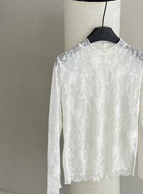 叠穿百搭feel blessed2025秋季韩系羊毛蕾丝高领打底衫女536101