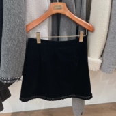 two2026春季 新款 花边丝绒半身裙高腰韩版 one 简约款 111318