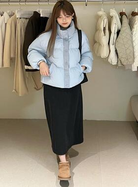 韩货overrich2025冬季针织拼接保暖棉服22078气质小个子设计感