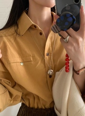 OMELET蛋卷家2025秋季新款舒适时尚复古百搭灯芯绒衬衫GC24668