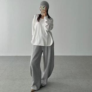 韩货GLOG2025秋季纯棉V领纯白宽松打底高品质质感好百搭单品KT655