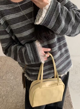 feel bessed2025冬季加厚条纹蕾丝花边长袖T恤韩系显瘦百搭536232