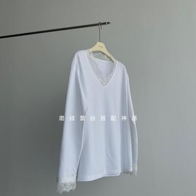 GLOG春秋蕾丝拼接T恤打底女