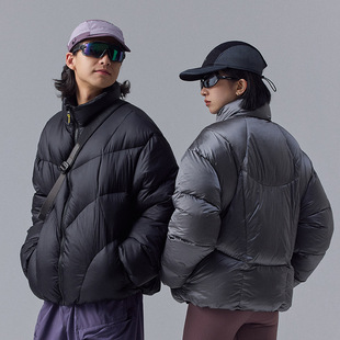 BRAVE FLYING户外加厚防泼水金属尼龙羽绒服异形绗线面包羽绒外套