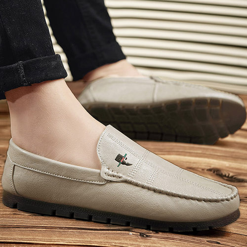 牛筋底男鞋夏季透气懒人休闲皮鞋