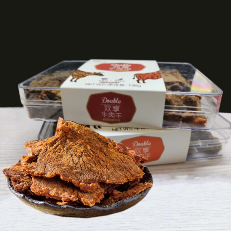 祯奖136克双享牛肉干五香牛肉片沙嗲牛肉块香辣牛肉条美味零食