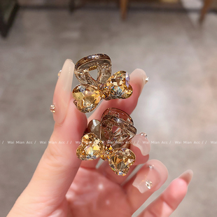 轻奢蝴蝶结迷你小抓夹女高级感镶钻侧耳边夹新款前额碎发夹刘海夹